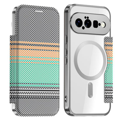 Color-plaid Shield Magnetic RFID Vegan Leather Phone Case, For Google Pixel 11 Pro XL, For Google Pixel 11, For Google Pixel 11 Pro