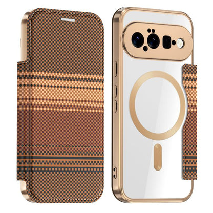 Color-plaid Shield Magnetic RFID Vegan Leather Phone Case, For Google Pixel 11 Pro XL, For Google Pixel 11, For Google Pixel 11 Pro