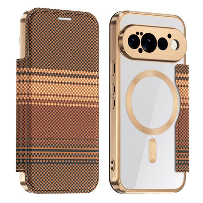 Color-plaid Shield Magnetic RFID Vegan Leather Phone Case, For Google Pixel 11 Pro XL, For Google Pixel 11, For Google Pixel 11 Pro