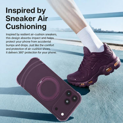 QN2 Skin-Friendly AirBag Magnetic Shockproof Phone Case with 360 Rotation Holder, For iPhone 18 Pro, For iPhone 18 Pro Max, For iPhone 17 Pro Max, For iPhone 17 Pro