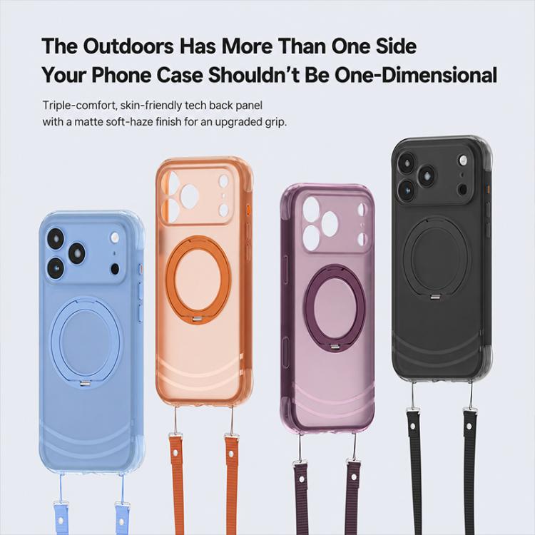 QN2 Skin-Friendly AirBag Magnetic Shockproof Phone Case with 360 Rotation Holder, For iPhone 18 Pro, For iPhone 18 Pro Max, For iPhone 17 Pro Max, For iPhone 17 Pro