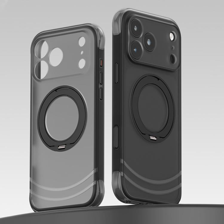 QN2 Skin-Friendly AirBag Magnetic Shockproof Phone Case with 360 Rotation Holder, For iPhone 18 Pro, For iPhone 18 Pro Max, For iPhone 17 Pro Max, For iPhone 17 Pro