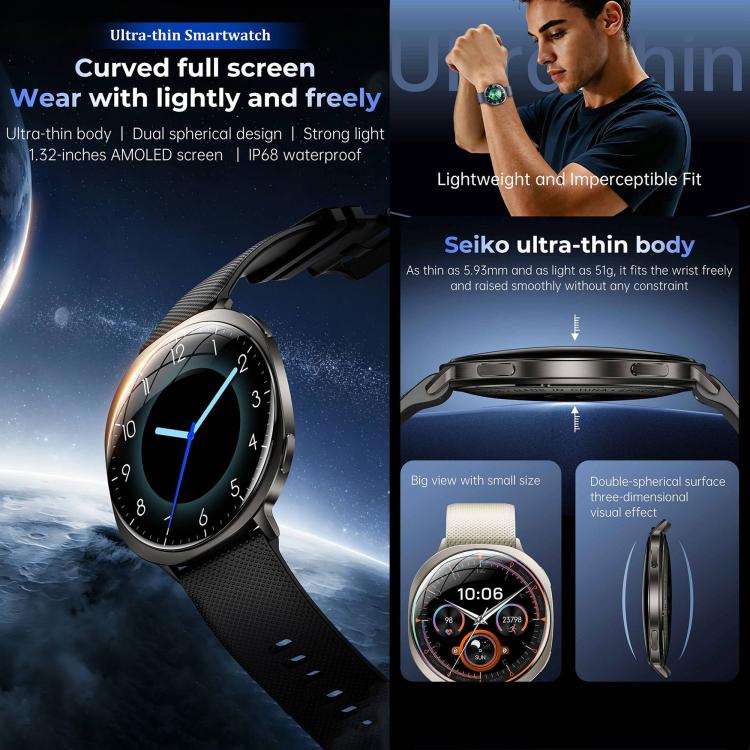 M301 Smart Watch, 1.32 inch AMOLED Screen, Heart Rate, Blood Oxygen, Blood Pressure, Women Health, Voice Assistant
