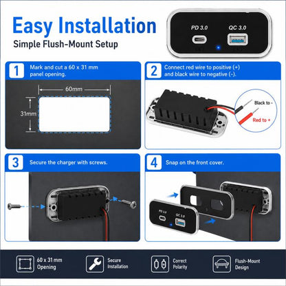 Dual Ports Car Modification Fast Charging QC3.0+PD3.0 Car Charger, Dual Ports(Black with Silver Border), Dual Ports(Black with Black Border)