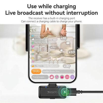 Yesido KR24 AI Noise Reduction Lavalier Microphone with 8 Pin Receiver, KR24