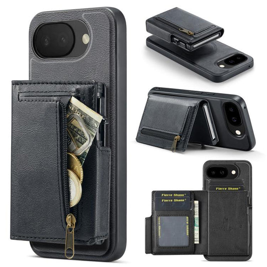 Fierre Shann Oil Wax Vegan Leather Magnetic Card Holder Back Phone Case, For Google Pixel 10a, For Google Pixel 10 Pro XL / 9 Pro XL, For Google Pixel 10 / 10 Pro / 9 / 9 Pro, For Google Pixel 9a, For Google Pixel 8a, For Google Pixel 8 Pro