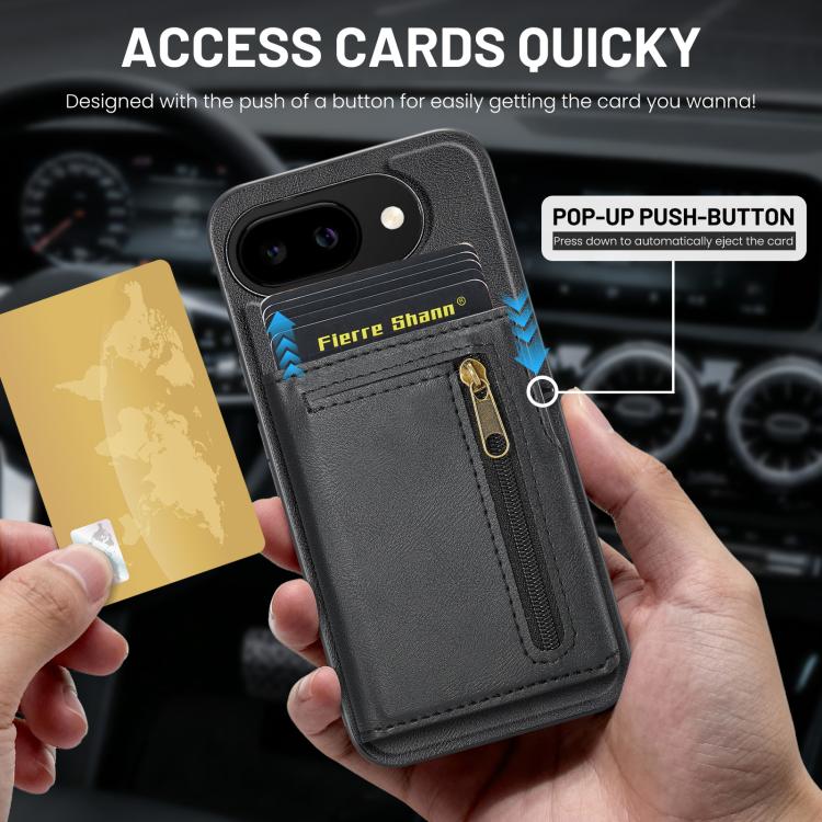 Fierre Shann Oil Wax Vegan Leather Magnetic Card Holder Back Phone Case, For Google Pixel 10a, For Google Pixel 10 Pro XL / 9 Pro XL, For Google Pixel 10 / 10 Pro / 9 / 9 Pro, For Google Pixel 9a, For Google Pixel 8a, For Google Pixel 8 Pro            ...
