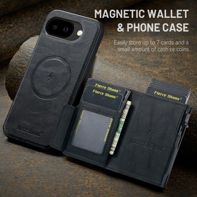 Fierre Shann Oil Wax Vegan Leather Magnetic Card Holder Back Phone Case, For Google Pixel 10a, For Google Pixel 10 Pro XL / 9 Pro XL, For Google Pixel 10 / 10 Pro / 9 / 9 Pro, For Google Pixel 9a, For Google Pixel 8a, For Google Pixel 8 Pro            ...