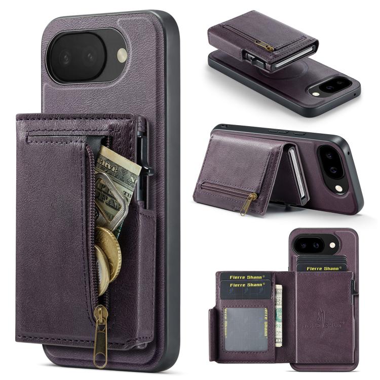 Fierre Shann Oil Wax Vegan Leather Magnetic Card Holder Back Phone Case, For Google Pixel 10a, For Google Pixel 10 Pro XL / 9 Pro XL, For Google Pixel 10 / 10 Pro / 9 / 9 Pro, For Google Pixel 9a, For Google Pixel 8a, For Google Pixel 8 Pro            ...