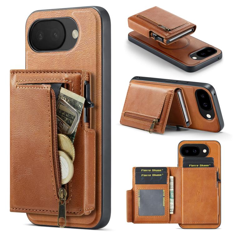 Fierre Shann Oil Wax Vegan Leather Magnetic Card Holder Back Phone Case, For Google Pixel 10a, For Google Pixel 10 Pro XL / 9 Pro XL, For Google Pixel 10 / 10 Pro / 9 / 9 Pro, For Google Pixel 9a, For Google Pixel 8a, For Google Pixel 8 Pro            ...