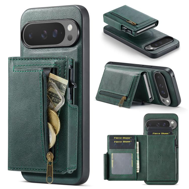 Fierre Shann Oil Wax Vegan Leather Magnetic Card Holder Back Phone Case, For Google Pixel 10a, For Google Pixel 10 Pro XL / 9 Pro XL, For Google Pixel 10 / 10 Pro / 9 / 9 Pro, For Google Pixel 9a, For Google Pixel 8a, For Google Pixel 8 Pro            ...