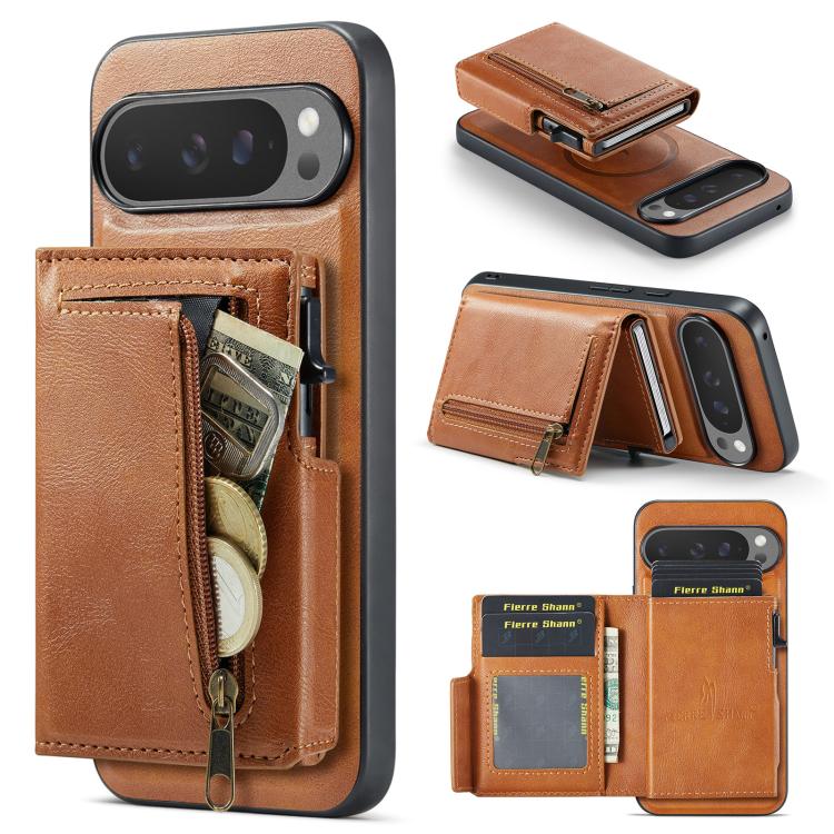 Fierre Shann Oil Wax Vegan Leather Magnetic Card Holder Back Phone Case, For Google Pixel 10a, For Google Pixel 10 Pro XL / 9 Pro XL, For Google Pixel 10 / 10 Pro / 9 / 9 Pro, For Google Pixel 9a, For Google Pixel 8a, For Google Pixel 8 Pro            ...