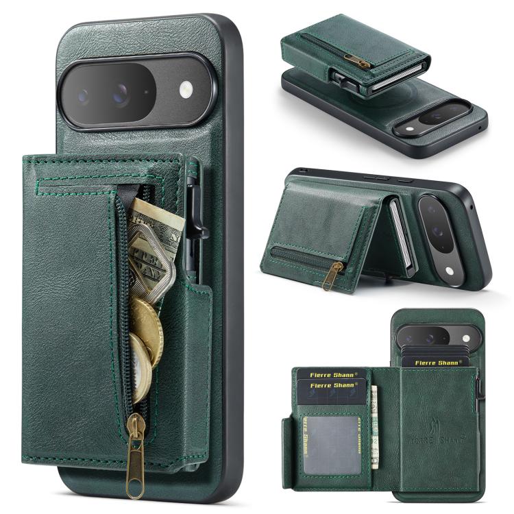Fierre Shann Oil Wax Vegan Leather Magnetic Card Holder Back Phone Case, For Google Pixel 10a, For Google Pixel 10 Pro XL / 9 Pro XL, For Google Pixel 10 / 10 Pro / 9 / 9 Pro, For Google Pixel 9a, For Google Pixel 8a, For Google Pixel 8 Pro            ...