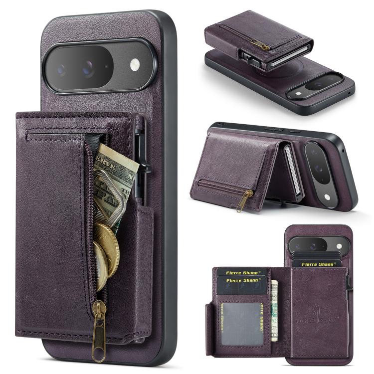 Fierre Shann Oil Wax Vegan Leather Magnetic Card Holder Back Phone Case, For Google Pixel 10a, For Google Pixel 10 Pro XL / 9 Pro XL, For Google Pixel 10 / 10 Pro / 9 / 9 Pro, For Google Pixel 9a, For Google Pixel 8a, For Google Pixel 8 Pro            ...