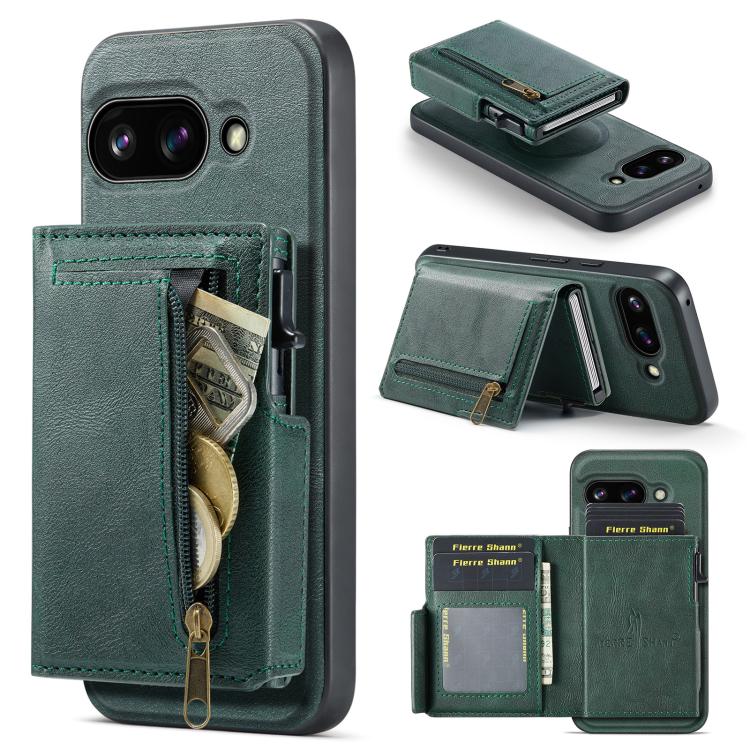 Fierre Shann Oil Wax Vegan Leather Magnetic Card Holder Back Phone Case, For Google Pixel 10a, For Google Pixel 10 Pro XL / 9 Pro XL, For Google Pixel 10 / 10 Pro / 9 / 9 Pro, For Google Pixel 9a, For Google Pixel 8a, For Google Pixel 8 Pro            ...