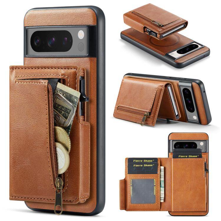 Fierre Shann Oil Wax Vegan Leather Magnetic Card Holder Back Phone Case, For Google Pixel 10a, For Google Pixel 10 Pro XL / 9 Pro XL, For Google Pixel 10 / 10 Pro / 9 / 9 Pro, For Google Pixel 9a, For Google Pixel 8a, For Google Pixel 8 Pro            ...