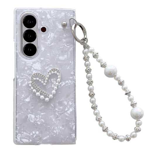 Shell Pattern DIY Phone Case with Love Bracelet, For Galaxy Z Fold8 Ultra 5G