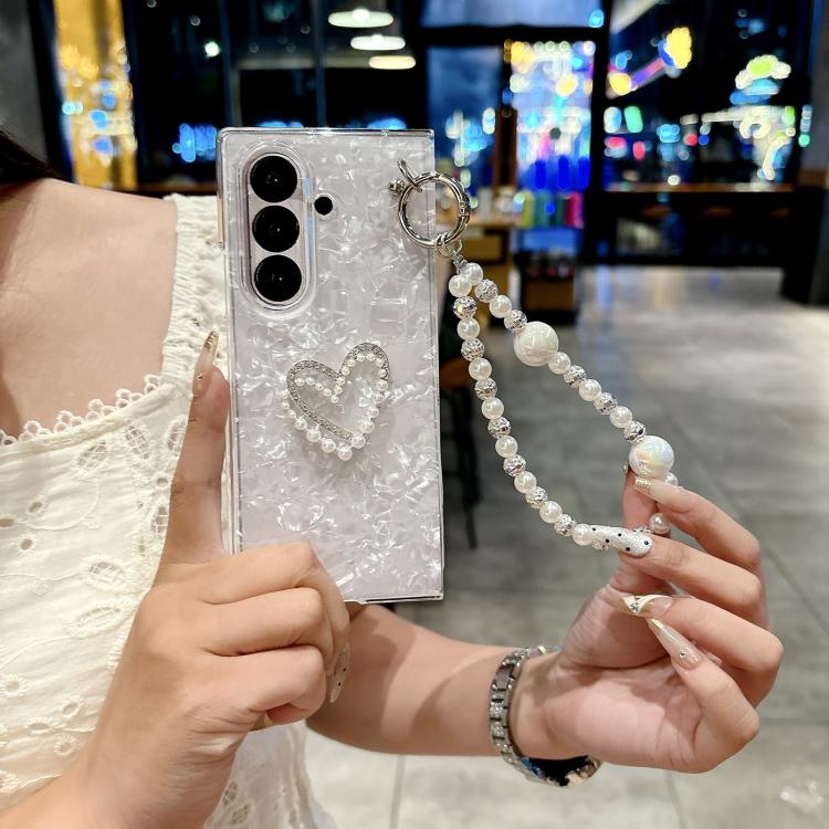 Shell Pattern DIY Phone Case with Love Bracelet, For Galaxy Z Fold8 Ultra 5G
