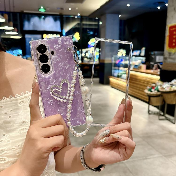 Shell Pattern DIY Phone Case with Love Bracelet, For Galaxy Z Fold8 Ultra 5G