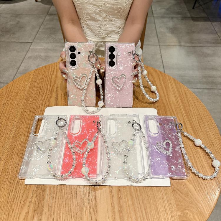 Shell Pattern DIY Phone Case with Love Bracelet, For Galaxy Z Fold8 Ultra 5G