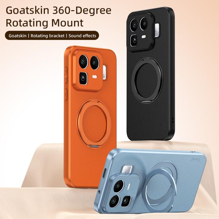 Goatskin Vegan Leather Magnetic Phone Case  With 360 Degree Rotating Holder, For Realme Neo8 5G