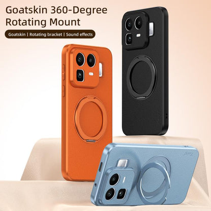 Goatskin Vegan Leather Magnetic Phone Case  With 360 Degree Rotating Holder, For Realme Neo8 5G