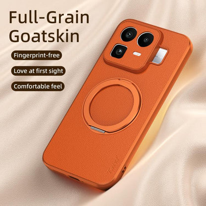 Goatskin Vegan Leather Magnetic Phone Case  With 360 Degree Rotating Holder, For Realme Neo8 5G