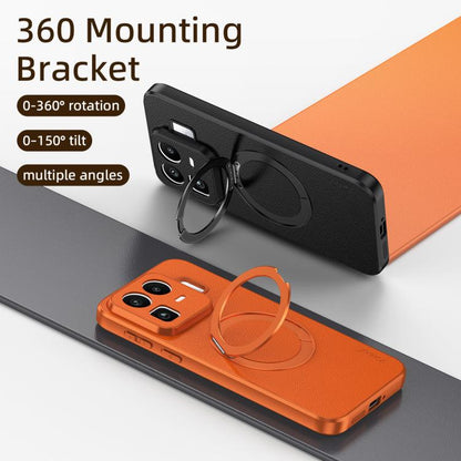 Goatskin Vegan Leather Magnetic Phone Case  With 360 Degree Rotating Holder, For Realme Neo8 5G