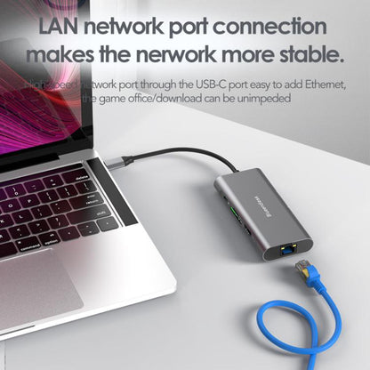 Blueendless HC801 8 in 1 100W PD 4K HDMI USB 3.0 USB-C HUB Multiport Adapter, HC801