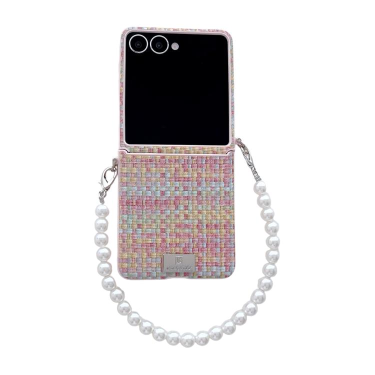 Nameplate Style Fantasy Weave Pattern Phone Case with Wrist Strap, For Galaxy Z Flip8 5G