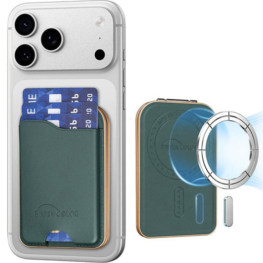 BFK47 Metal Hinge Mirror Magnetic Leather Card Bag with Stand Function