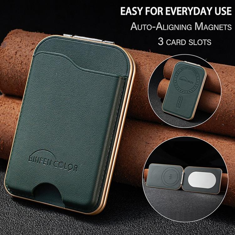 BFK47 Metal Hinge Mirror Magnetic Leather Card Bag with Stand Function