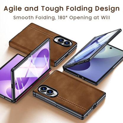 Sheepskin Texture Hinge Protective Phone Case, For Galaxy Z Fold8 5G