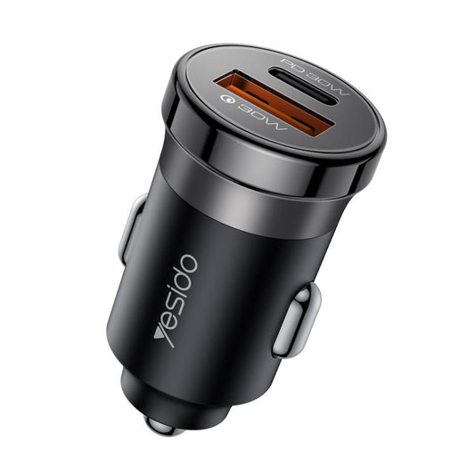 Yesido Y73 30W USB-A Type-C Dual Ports Car Charger with Type-C to 8 Pin Cable, Y73