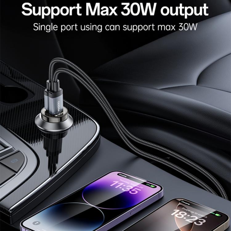 Yesido Y73 30W USB-A Type-C Dual Ports Car Charger with Type-C to 8 Pin Cable, Y73
