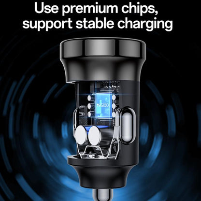Yesido Y73 30W USB-A Type-C Dual Ports Car Charger with Type-C to 8 Pin Cable, Y73
