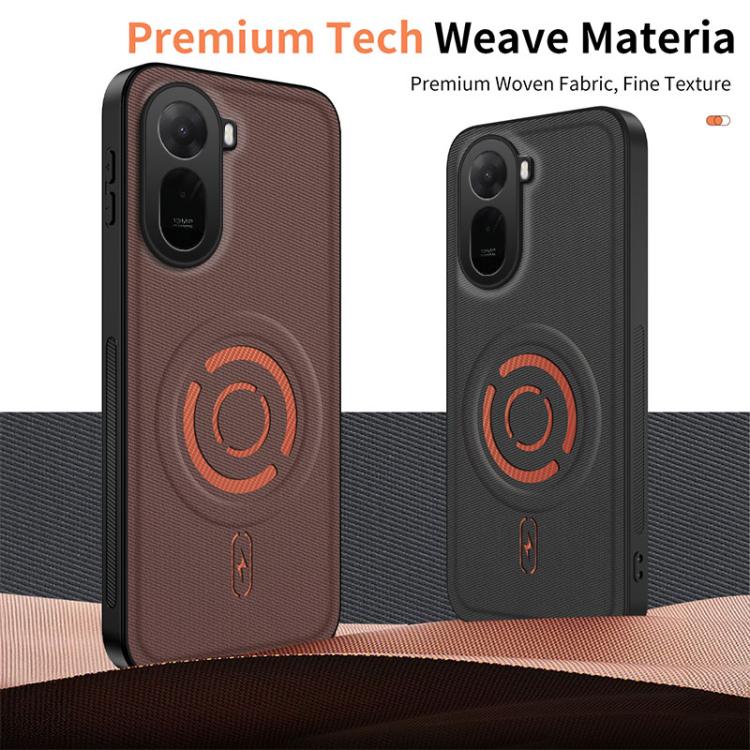 WANLONFENG Tech Fabric Texture Magnetic PC Hybrid TPU Phone Case, For Redmi A7 Pro 4G 171mm, For Redmi Note 15 Pro+ 5G Global 163.3mm, For Redmi Note 15 Pro 5G Global 163.6mm, For Redmi Note 15 5G Global 164mm