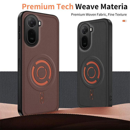 WANLONFENG Tech Fabric Texture Magnetic PC Hybrid TPU Phone Case, For Redmi A7 Pro 4G 171mm, For Redmi Note 15 Pro+ 5G Global 163.3mm, For Redmi Note 15 Pro 5G Global 163.6mm, For Redmi Note 15 5G Global 164mm