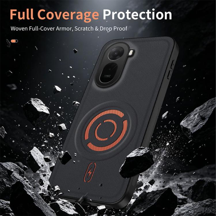 WANLONFENG Tech Fabric Texture Magnetic PC Hybrid TPU Phone Case, For Redmi A7 Pro 4G 171mm, For Redmi Note 15 Pro+ 5G Global 163.3mm, For Redmi Note 15 Pro 5G Global 163.6mm, For Redmi Note 15 5G Global 164mm