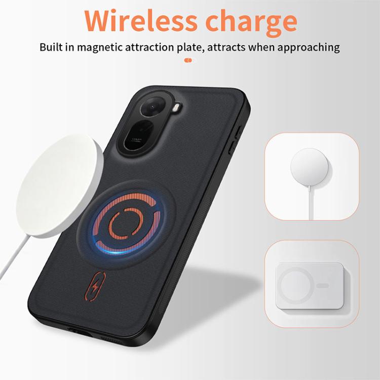 WANLONFENG Tech Fabric Texture Magnetic PC Hybrid TPU Phone Case, For Redmi A7 Pro 4G 171mm, For Redmi Note 15 Pro+ 5G Global 163.3mm, For Redmi Note 15 Pro 5G Global 163.6mm, For Redmi Note 15 5G Global 164mm