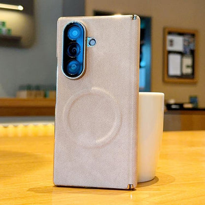 Electroplate Dual-Hinge Denim Texture Magnetic Phone Case, For Galaxy Z Fold8 5G, For Galaxy Z Fold8 Ultra 5G, For Galaxy Z Fold7 / W26