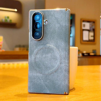 Electroplate Dual-Hinge Denim Texture Magnetic Phone Case, For Galaxy Z Fold8 5G, For Galaxy Z Fold8 Ultra 5G, For Galaxy Z Fold7 / W26