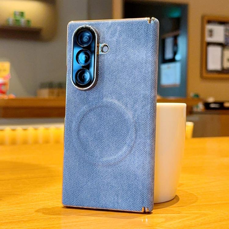 Electroplate Dual-Hinge Denim Texture Magnetic Phone Case, For Galaxy Z Fold8 5G, For Galaxy Z Fold8 Ultra 5G, For Galaxy Z Fold7 / W26