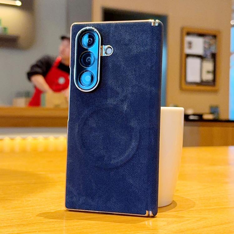 Electroplate Dual-Hinge Denim Texture Magnetic Phone Case, For Galaxy Z Fold8 5G, For Galaxy Z Fold8 Ultra 5G, For Galaxy Z Fold7 / W26