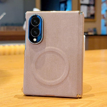 Electroplate Dual-Hinge Denim Texture Magnetic Phone Case, For Galaxy Z Fold8 5G, For Galaxy Z Fold8 Ultra 5G, For Galaxy Z Fold7 / W26
