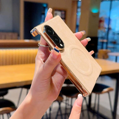Electroplate Dual-Hinge Denim Texture Magnetic Phone Case, For Galaxy Z Fold8 5G, For Galaxy Z Fold8 Ultra 5G, For Galaxy Z Fold7 / W26