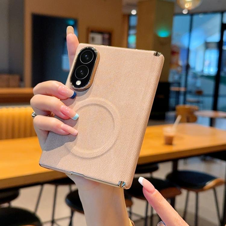 Electroplate Dual-Hinge Denim Texture Magnetic Phone Case, For Galaxy Z Fold8 5G, For Galaxy Z Fold8 Ultra 5G, For Galaxy Z Fold7 / W26