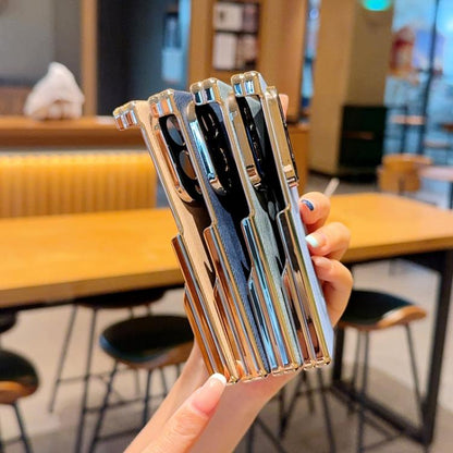 Electroplate Dual-Hinge Denim Texture Magnetic Phone Case, For Galaxy Z Fold8 5G, For Galaxy Z Fold8 Ultra 5G, For Galaxy Z Fold7 / W26