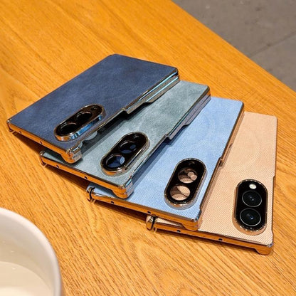 Electroplate Dual-Hinge Denim Texture Magnetic Phone Case, For Galaxy Z Fold8 5G, For Galaxy Z Fold8 Ultra 5G, For Galaxy Z Fold7 / W26