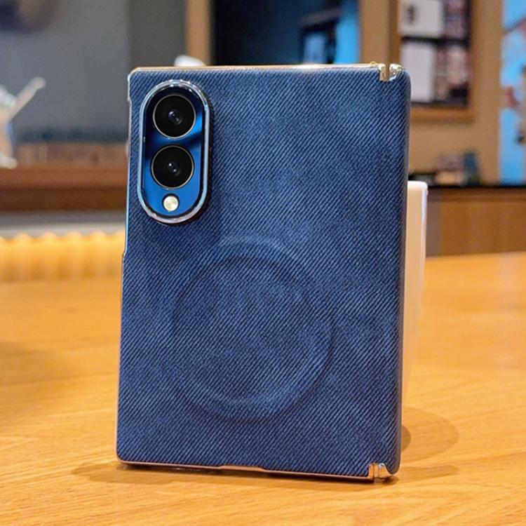 Electroplate Dual-Hinge Denim Texture Magnetic Phone Case, For Galaxy Z Fold8 5G, For Galaxy Z Fold8 Ultra 5G, For Galaxy Z Fold7 / W26